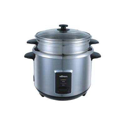 China Automatic Cooking And Heating System 1.8L 2.2L2.5L 2.8L 3.0L Rice Cooker Stainless Steel Cylindrical Body With Glass Steamer Lid for sale