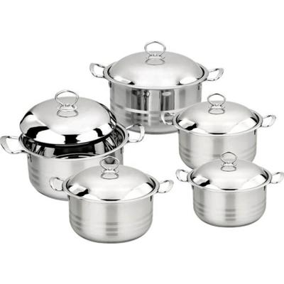 China Wholesale 10pcs China Pots Stainless Steel Cookware Set Large Quality Sustainable Heavy Duty Sets for sale