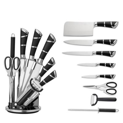 China Viable White Chef Knife Stainless Steel Cookware Cheese Kitchen Knife Handle Set With Block Kitchen Rack for sale