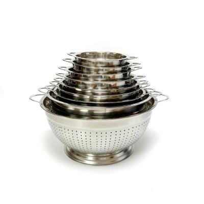 China Viable Rustic Vintage Rolling Fruit Basket Strainer Maker Strainers Kitchen Stainless Steel Colander for sale