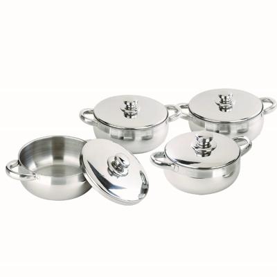 China Sustainable Metal Pots Kitchenware 8pcs Steel Casserole Sets Cookware Sets Pot Sets for sale