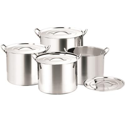 China Good Price Large Stainless Steel Water Pot Stock Metal Pot 8pcs Cookware Sustainable Commercial Set Steel Pot for sale