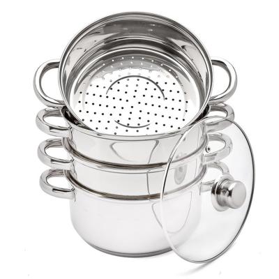 China Sustainable 22cm Stainless Steel Food Steamer Pot With Induction Bottom for sale