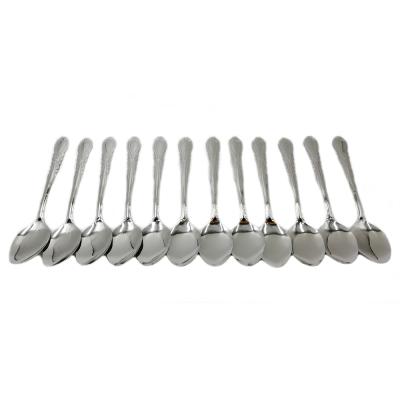 China Promotion Viable Fan Shape 12 Pcs Metal Stainless Steel Cutlery Cheap Dinner Soup Spoon for sale