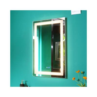 China Luminous Modern Home Rectangle LED Lighted Decorative Bathroom Mirror Bath Wall Mirrors for sale