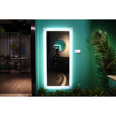 China Modern Design Large Rectangle Led Full Length Illuminated Wall Hanging Mirror For Hotel Bathroom for sale