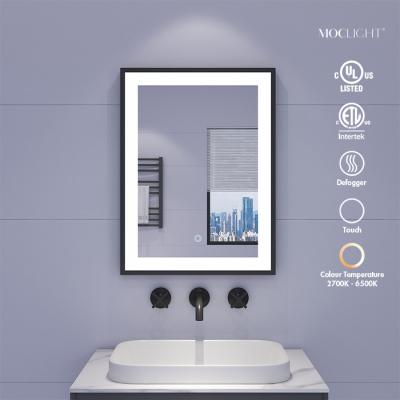 China Illuminated Luxury Rectangular Aluminum Framed Lighted Mirror For Hotel Bathroom Professional Manufacturer China for sale