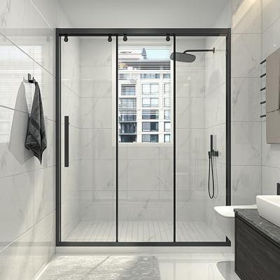 China Quiet lightness of operation sliding shower door, thick Crystal Clear Glass with towel rails, matte for sale