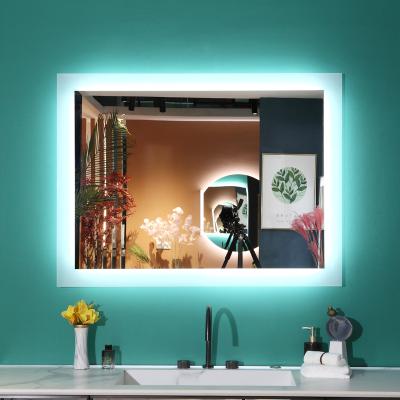 China Factory Popular Illuminated Custom Outdoor Mounted Waterproof Hotel LED Lighted Bathroom Mirror for sale