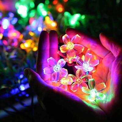 China Solar Cherry Blossom Holiday Lights Outdoor Garden Flower LED String Light for sale