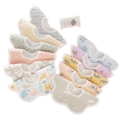 China 2021 Organic Handmade Baby Bib Boho Muslin Round Cotton Bib Antibacterial Baby Bib Eating Cotton 360 Bibs For Babies for sale