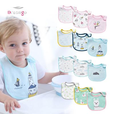 China 100% Antibacterial Drip Rainbow Bib 3 Cotton Antibacterial Hot Selling Pink Bandana Muslin Bib Amazon Peck Sublimation White Baby Boy Bibs for sale