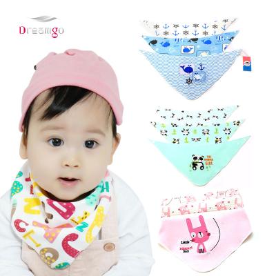 China Baby Bibs Cotton Cartoon Saliva Antibacterial 100% Cotton Waterproof High Quality Newborn Organic Antibacterial Bib Soft Triangle for sale