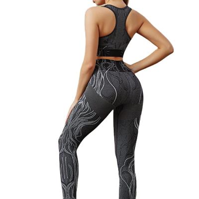 China Women Anti-UV Sports Active Clothes Ladies Gym Fitness Wear High Waisted Pants 2 Piece Yoga Set Seamless Set for sale