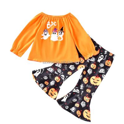 China 0-4 Years Kids Halloween Baby Toddler Girl Cosplay Pumpkin Cozy Clothing Sets Rocket Bell-Bottom Pants Suits for sale