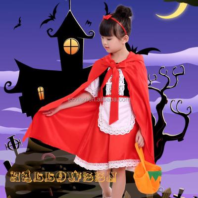 China Halloween Children Party Cosplay Costume Fairy Tale Dress Outfit Kid Kids Little Red Riding Hood Dress For Girls for sale