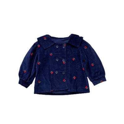 China 2022 New Winter Listing Hot Selling Girls Corduroy Anti-wrinkle Lapel Navy Blue Durable Jacket for sale