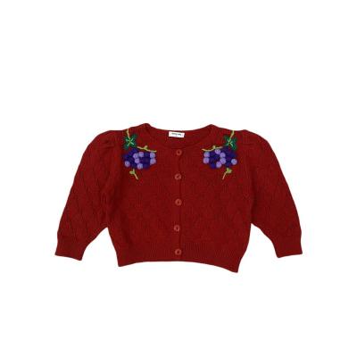 China 2022 Autumn new hot sale children's casual knitted cardigan of fruit pattern breathable fashion clothing for sale