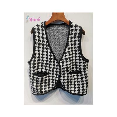 China Anti-pilling 2022 autumn and winter hot sale anti-wrinkle quick-drying anti-shrink breathable houndstooth knitted vest for sale