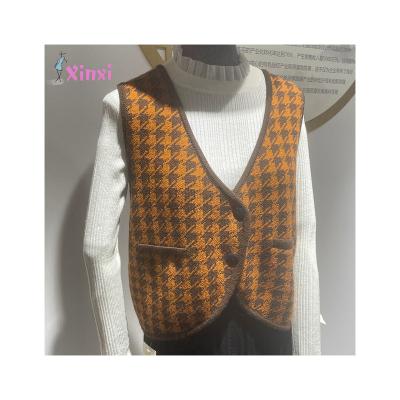 China Hot Selling Women's Houndstooth Sweater Short Vest Wool Knitted Vest Anti-pilling Manufacturers Anti-pilling for sale