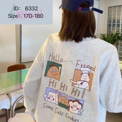 China Custom Logo Women's Sweatshirt Fashion Cartoon Logo Sublimation Printing Crew Neck Anti-wrinkle Pullover for sale