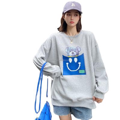 China Wholesale Hot Selling Anti-wrinkle Bear Lovely Pullover Solid Color Comfortable Sweatshirt For Women for sale