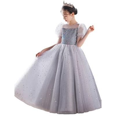 China 2022 Hot Sale Fashionable Gray Short Sleeve Fluffy Dress Breathable Star Profile Bridesmaid Dress Prom Dress for sale