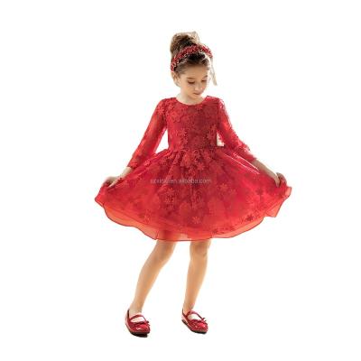 China Quality Breathable Handmade Embroidery Flower Lace Up Floral Girls Princess Wedding Dresses For Little Girls for sale