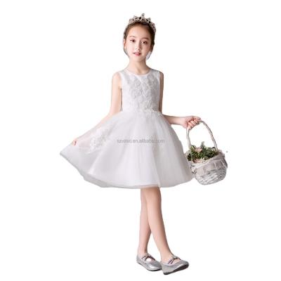 China Breathable Baby Pearl Sleeveless Embroidery Bridesmaids Wedding Party Dresses for sale