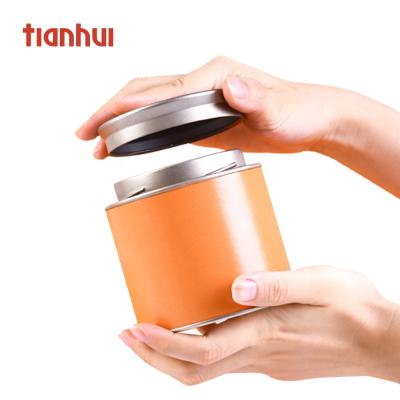 China Custom Logo Screw Lid Powder Paper Food Tin Cans Coffee Canister Airtight for sale