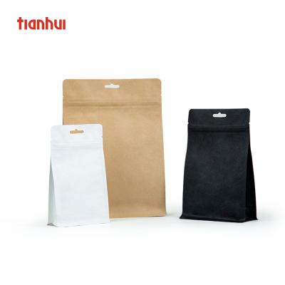 China BIODEGRADABLE Aluminum Foil Kraft Paper Biodegradable Black White Brown Paper Bags Stand Up Pouch for sale