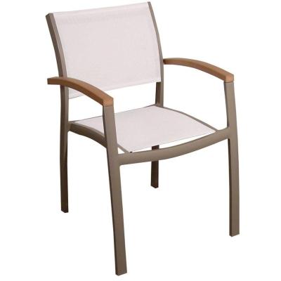 China Wholesale Waterproof Home Garden Furniture Outdoor Garden Clamp Aluminum Factory Chair With Teak Arm for sale