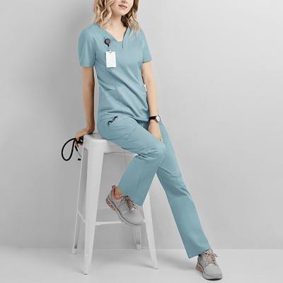 China Scrub Suit High Quality Doctor Uniform Medical Nursing Uniforms scrubs uniform clinic scrub sets short sleeve tops pants uniform women nurse for sale