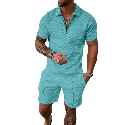 China 2022 Hot Sale Fashion Men's Summer Shorts And Short Sets QUICK DRY Polo Collar Casual Shirt 2 Piece Shorts Set Men for sale