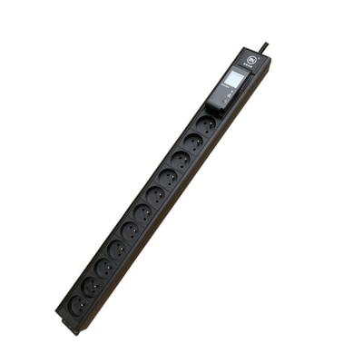 China 1U 16A 11ways France Current And Voltmeter Industrial Aluminum Black PDU for sale