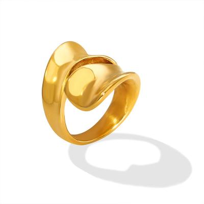 China Environmental Friendly Custom Hip Hop Stainless Steel Gold Plated Geometric Irregular Chunky Jewelry 18K Ring for sale