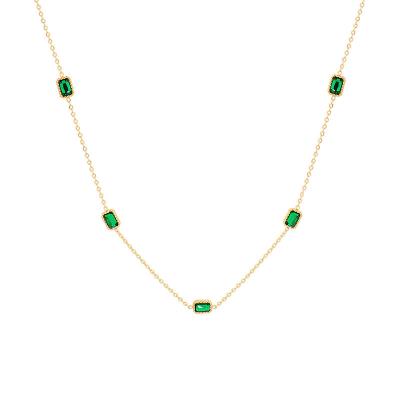 China Trendy Dropshipping Environmental Friendly 316l Stainless Steel Jewelry 18k Gold Plated Green Zircon Choker Necklace for sale