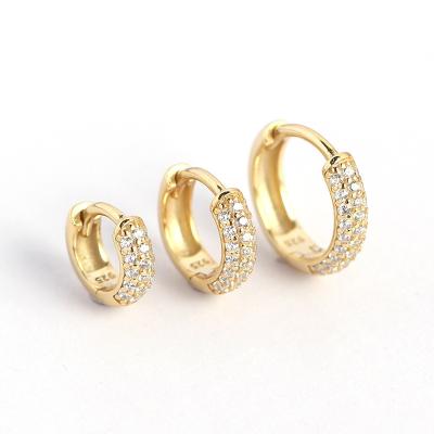 China Fashion 925 Sterling Silver Cubic Zirconia Thick Environmental Friendly Gold Diamond Hoop Earrings for sale