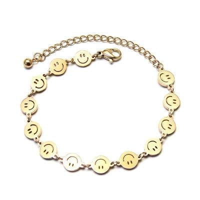 China Environmental Friendly Fashion Jewelry 18k Gold Plated Stainless Steel Happy Smiley Face Bracelets for sale