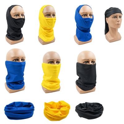 China Multifunctional Blue Yellow And Black Breathable Bandana Sunscreen Cuff Neck Scarf Neck Color Printing Bandanas Face UV Apparel Multifunctional for sale