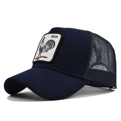 China Wholesale JOINT Snap Back Hats Tracker 6 Panel Mesh Hats Peaked Curved Brim Mesh Embroidery Baseball Hat Animal Rooster for sale