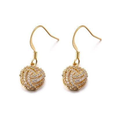 China CLASSIC Gold Plated 925 Silver CZ Earrings Zircon Dangle Drop Earrings for sale