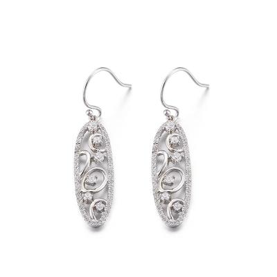 China CLASSIC Whistle Shaped Zircon Teardrop Earrings 2.55g Sterling Silver Stud Earrings for sale