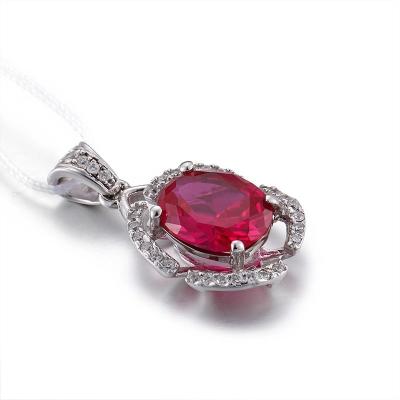 China CLASSIC Silver 925 Gemstone 2.21g Bead Pendant Necklace with Ruby Designer Pendant for sale