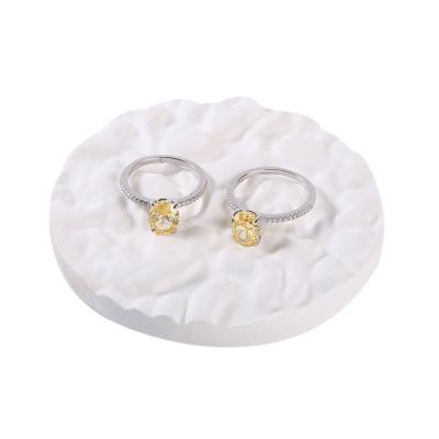 China Newest Fashion Design Women Jewelry Rhodium 925 Sterling Silver Flower Yellow Ice Ring for sale