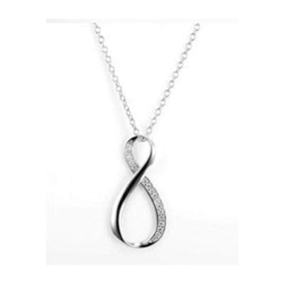 China CLASSIC Eight Shaped Sterling Silver Infinity Necklace A Grade Zircon for sale