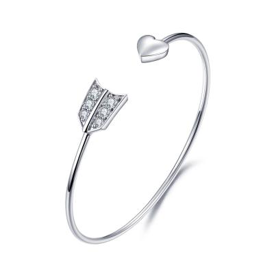 China CLASSIC Rhodium Plated Cupid Design Fashion Arrow Bangle 3.0mm White Gold Bangle Women's Bracelet for sale