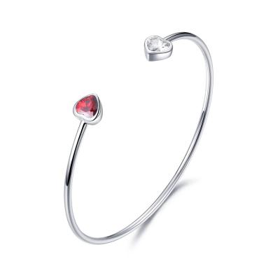 China CLASSIC Fashion 4.30g Personalized Sterling Silver Bangle For Ladies 6.0mm Red Heart Bracelet for sale