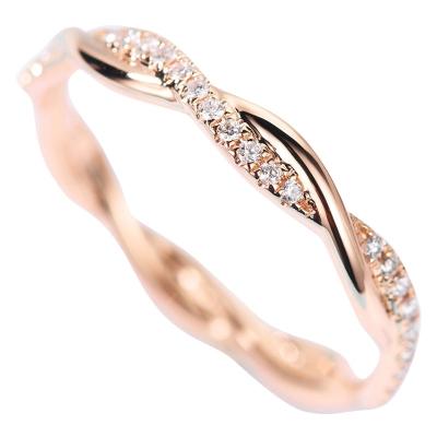 China Fashion Interlocking Tail Grass 18 Carat Gold Diamond Ring 0.2ct 2gram Rings For Wedding for sale