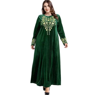 China T-D155 Hot Selling Sustainable Islamic Women Floral Embroidered Long Dresses for sale